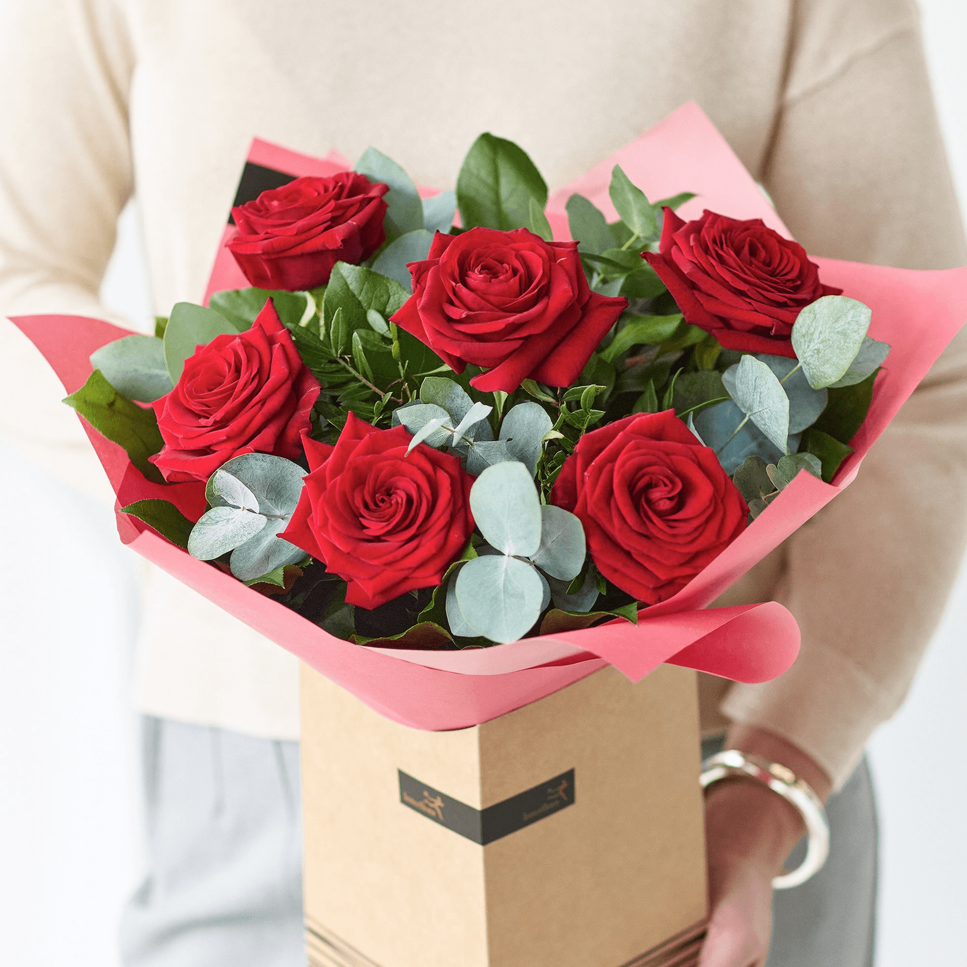 The Romantic Touch — Red roses hand-tied bouquet