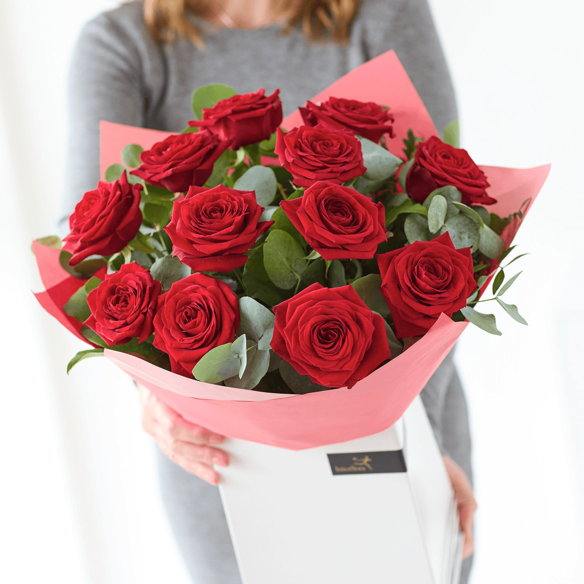 The Classic Dozen — Red roses hand-tied bouquet