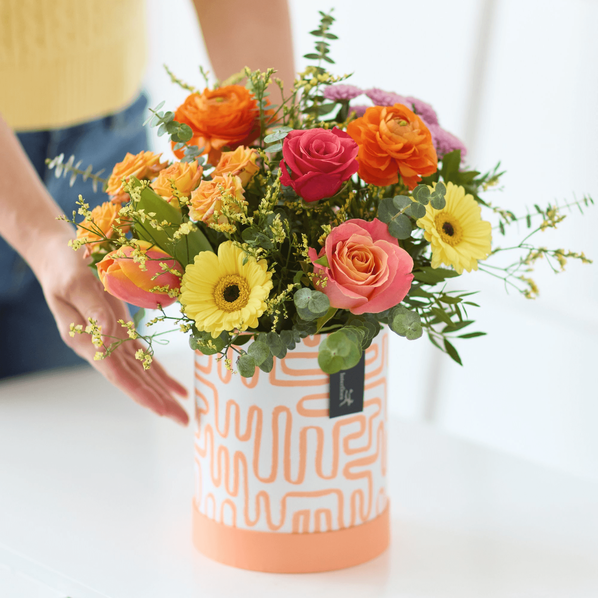 The Hatbox of Joy — Table arrangements hand-tied bouquet