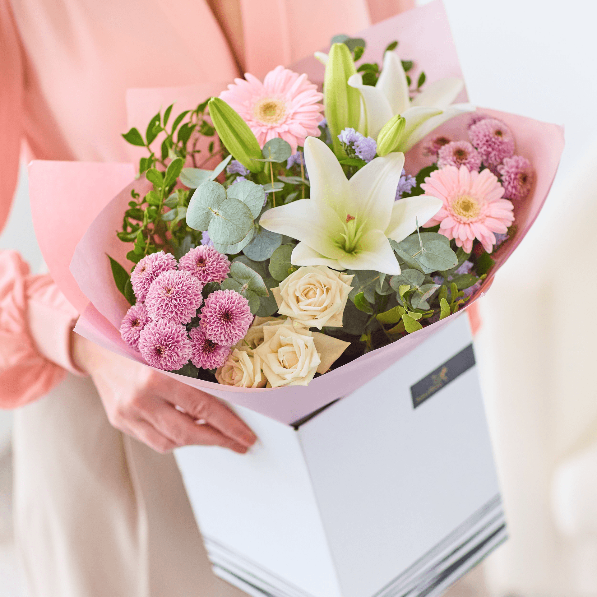 The Delicate Dusk — Lilies hand-tied bouquet