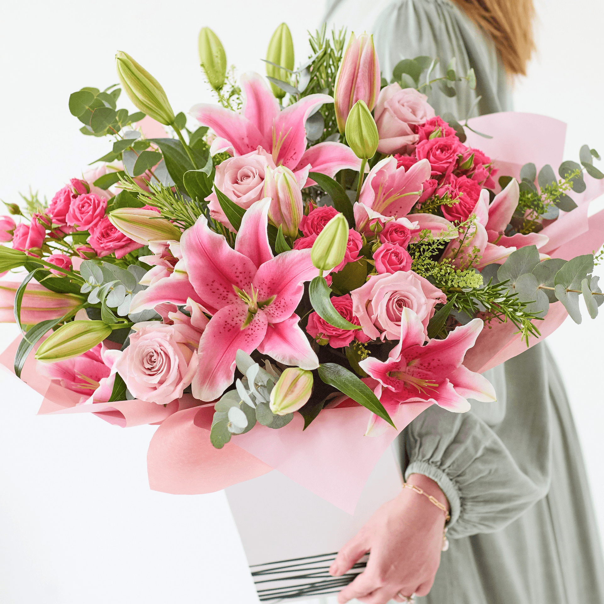 The Lily Rose Romance — Lilies hand-tied bouquet