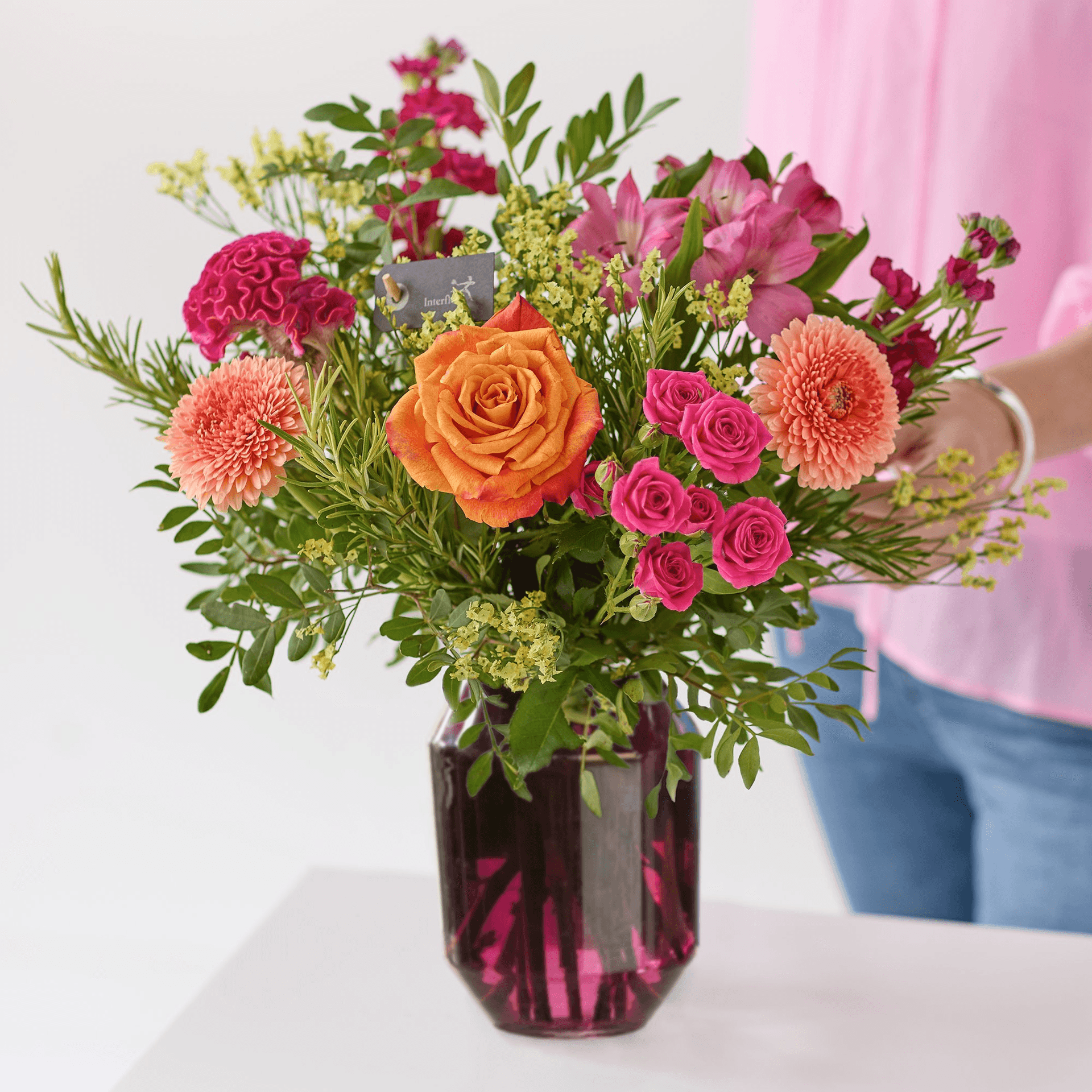 The Joy & Celebration — Flowers in a vase hand-tied bouquet
