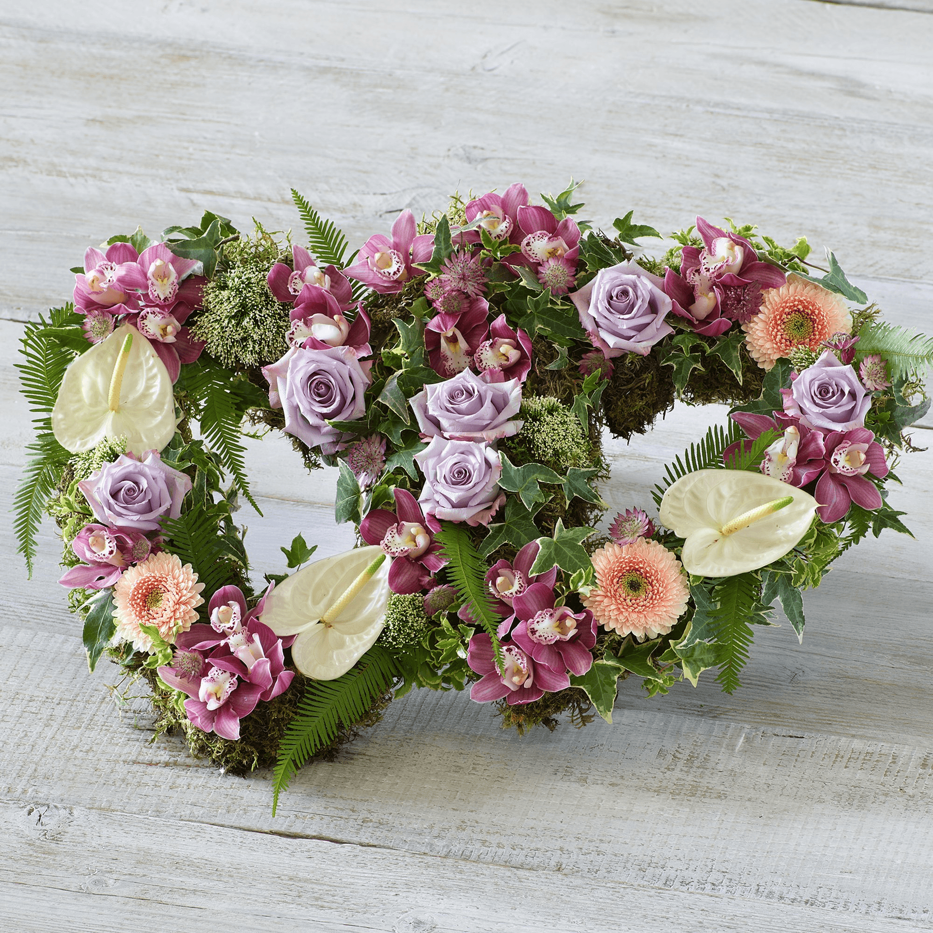 Deluxe Double Heart — Funeral hand-tied bouquet