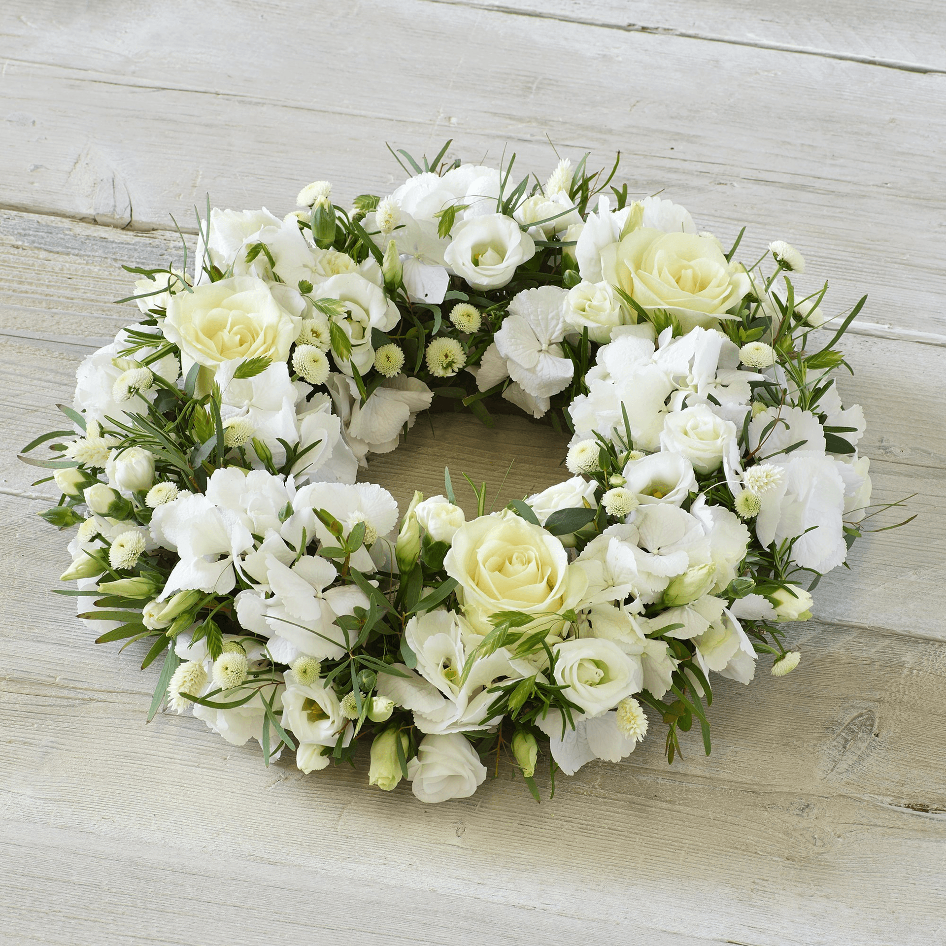 Opulent White Wreath — Funeral hand-tied bouquet