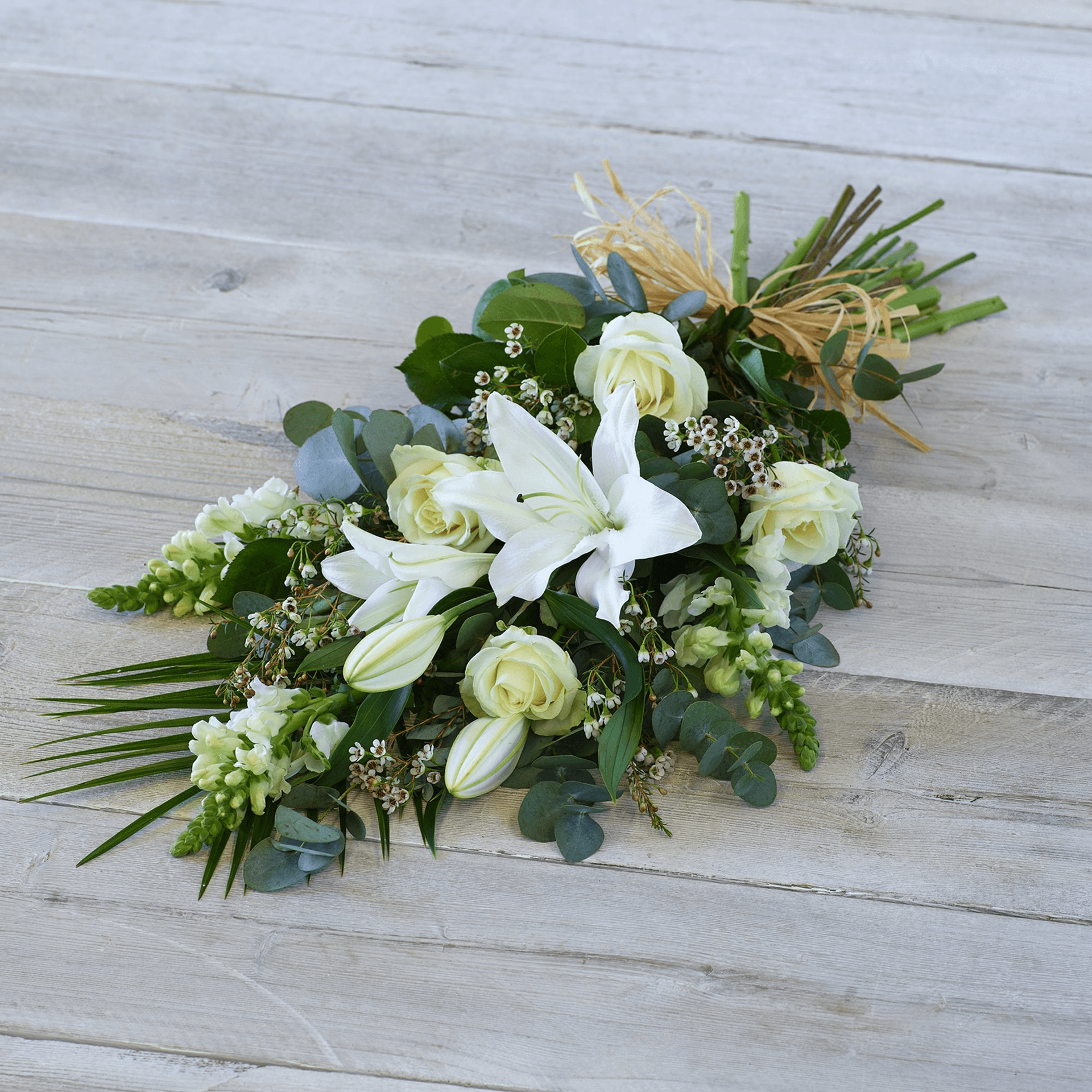 Pure White Sheaf — Funeral hand-tied bouquet
