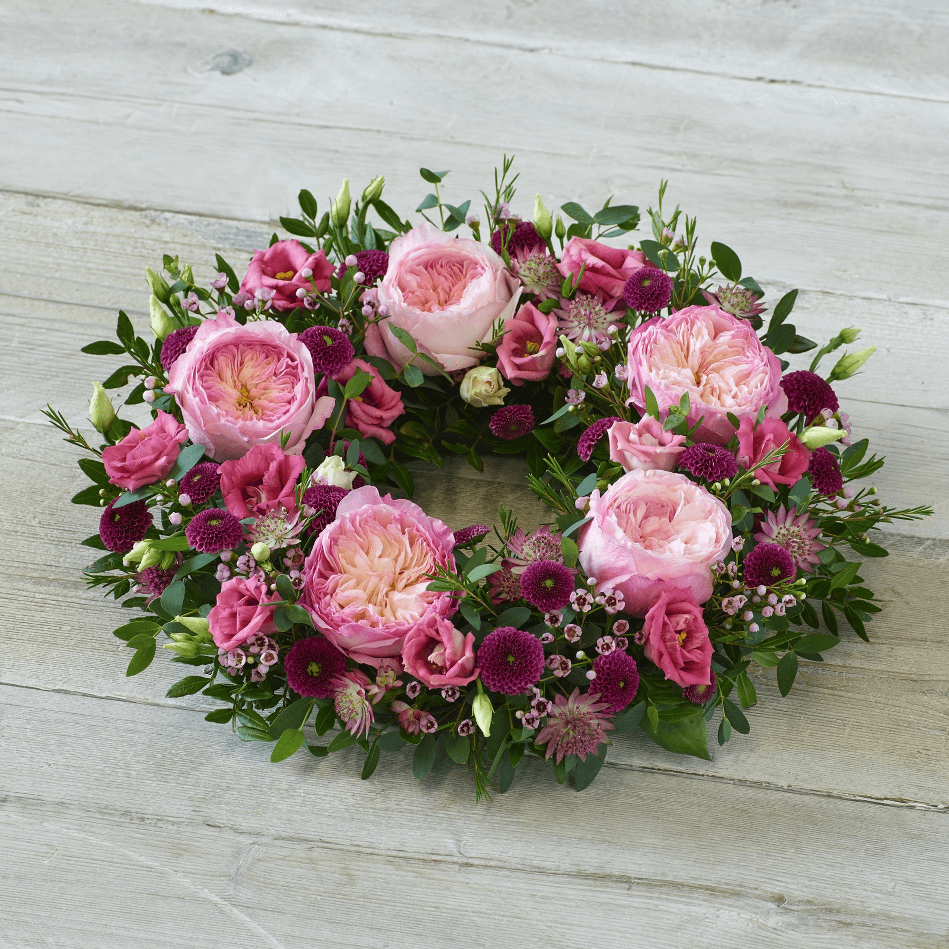 Garden Rose Wreath — Funeral hand-tied bouquet