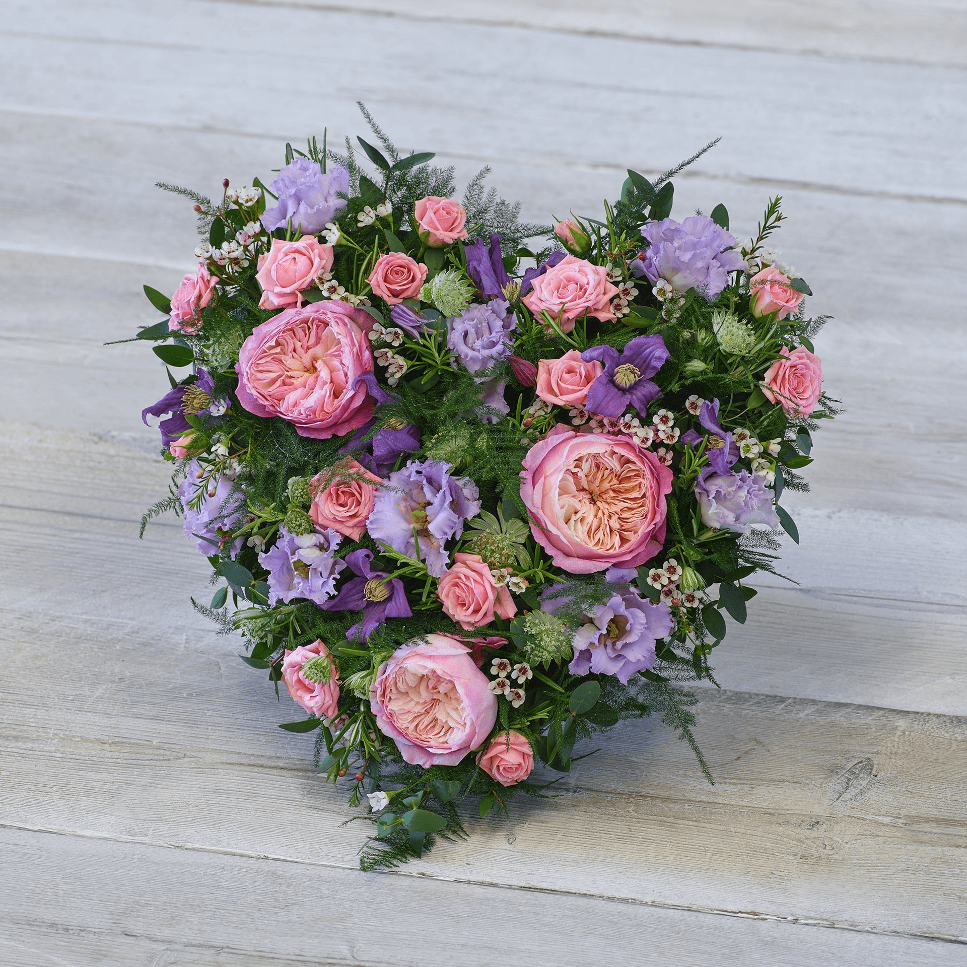 Cottage Garden Heart — Funeral hand-tied bouquet