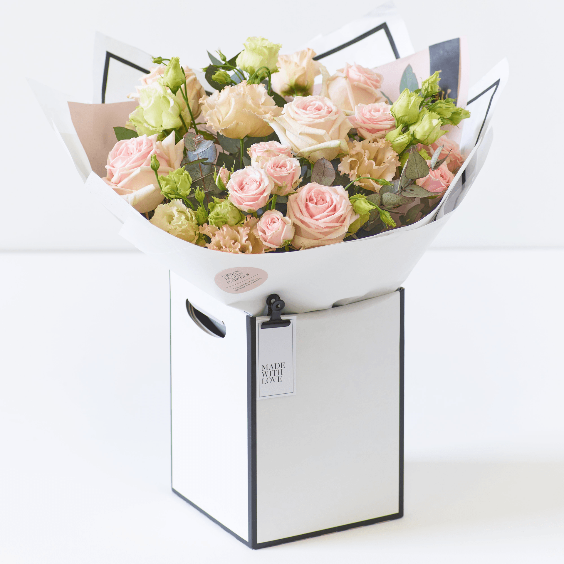 Beautifully Simple Pink Blooms — Roses hand-tied bouquet
