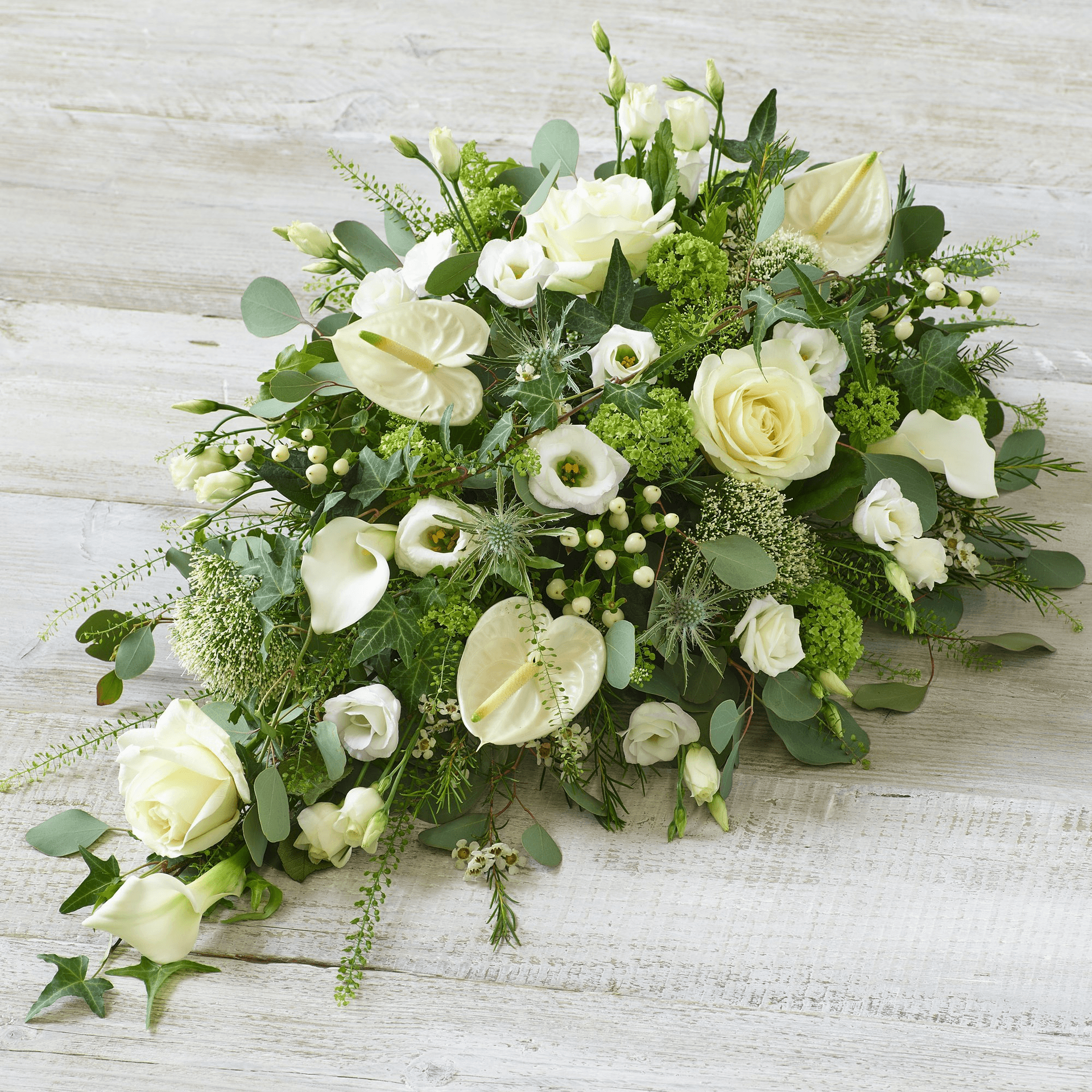 Deluxe White Spray — Funeral hand-tied bouquet