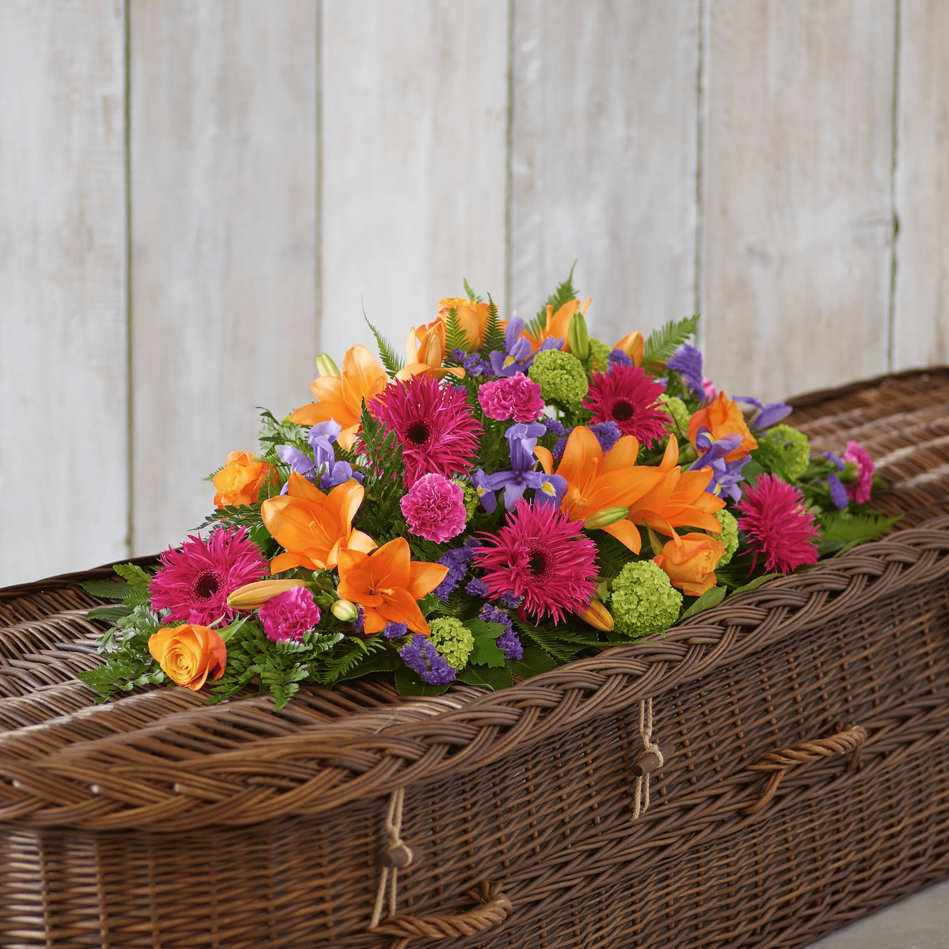 Vibrant Casket Spray — Funeral hand-tied bouquet