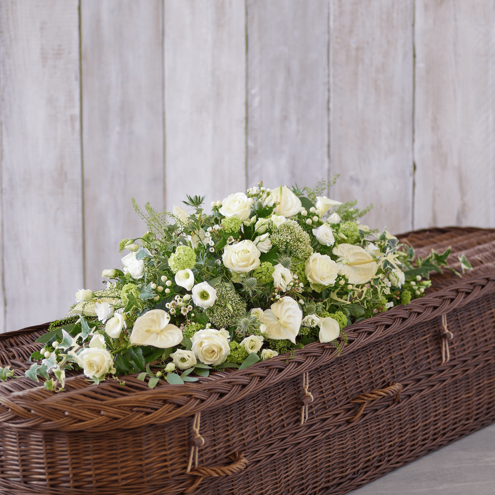 White and Green Casket Spray — Funeral hand-tied bouquet