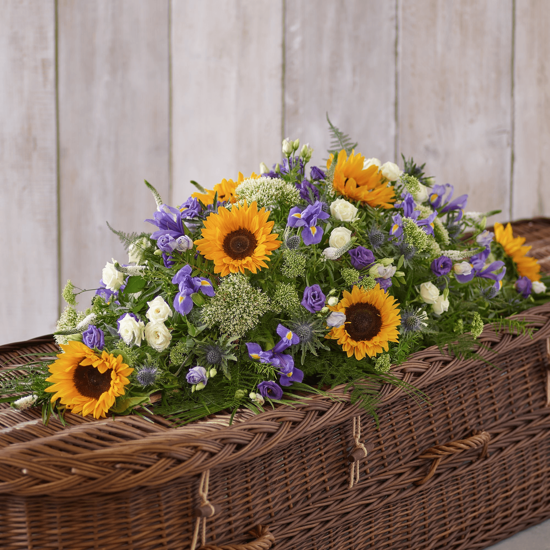 Sunflower Mix Casket Spray — Funeral hand-tied bouquet