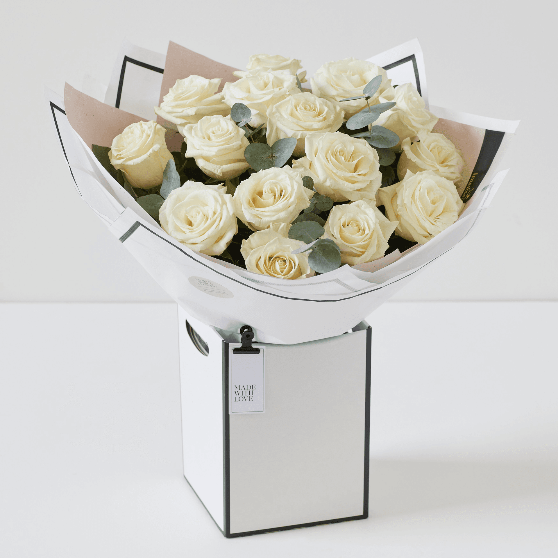 Beautifully Simple White Roses — Roses hand-tied bouquet